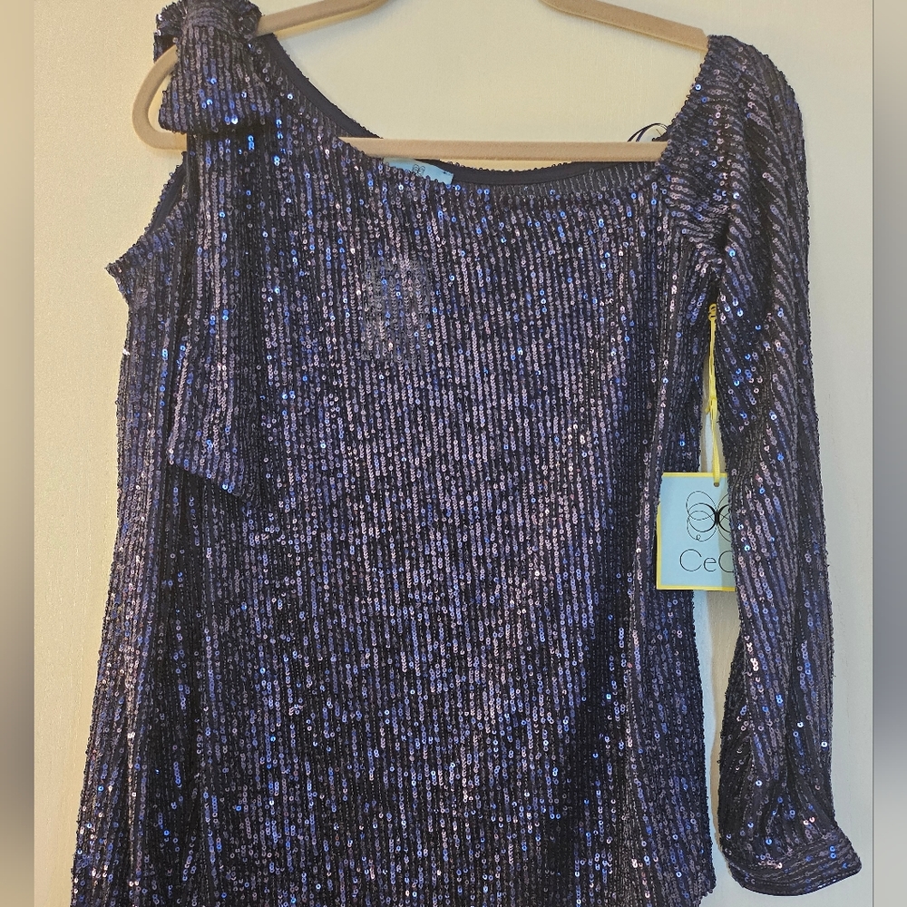 Navy blue sequins top